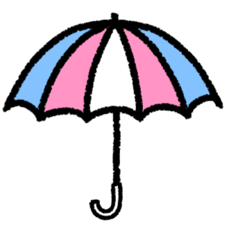  a cartoon style drawing of an umbrella featuring the trans flag.